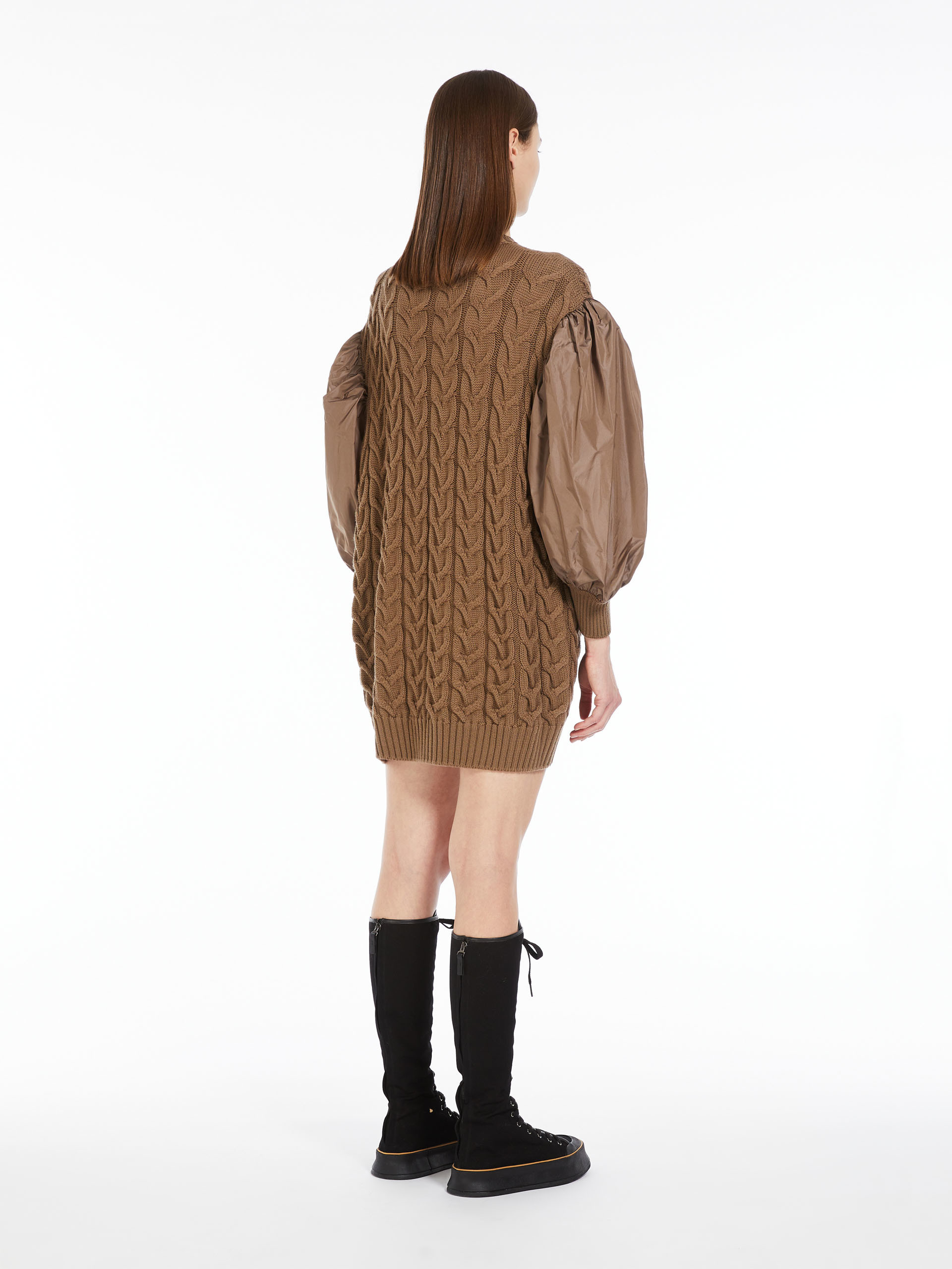 Max Mara Maxmara Vittor Wool Dress In Brown