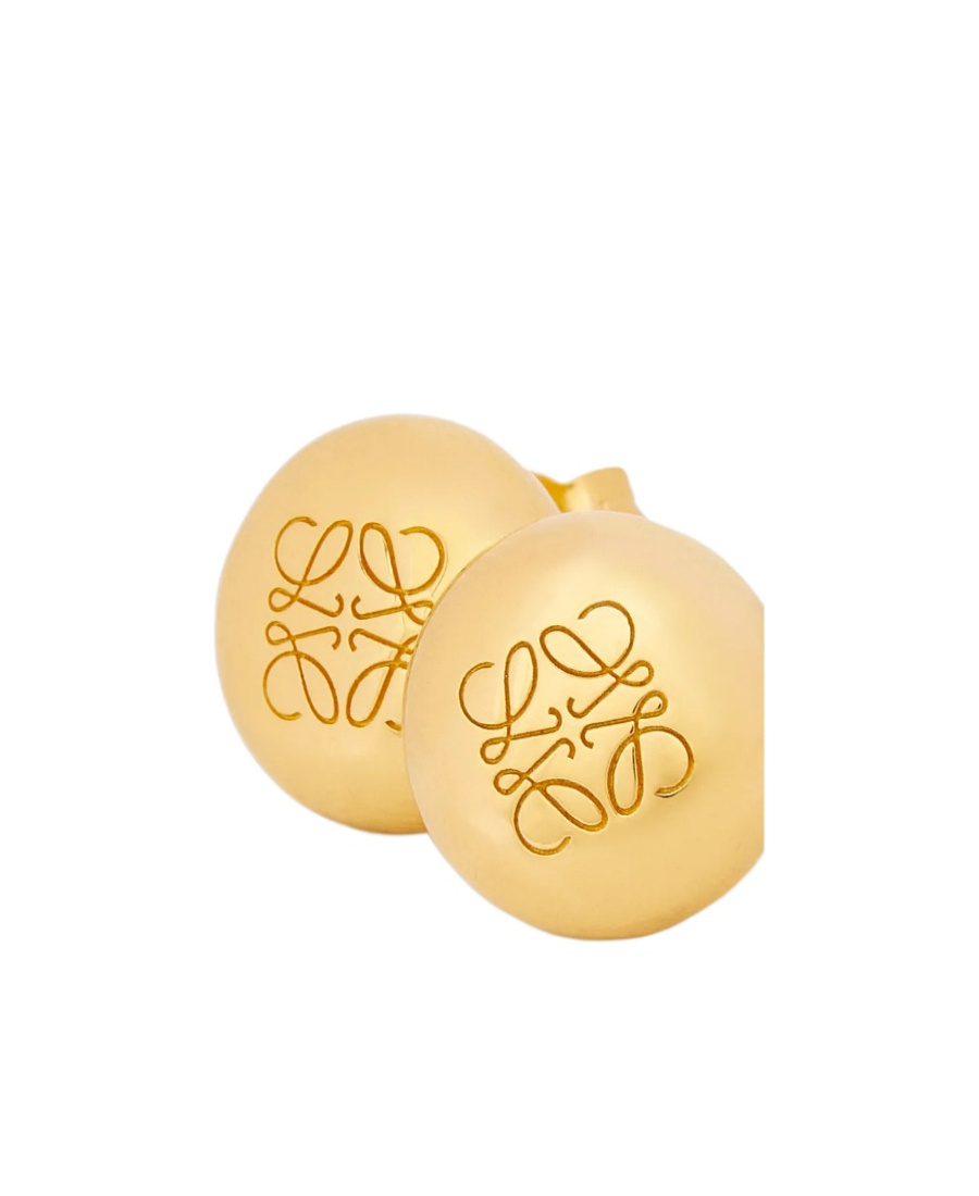 Loewe Pattern Carved Earrings In Yellow