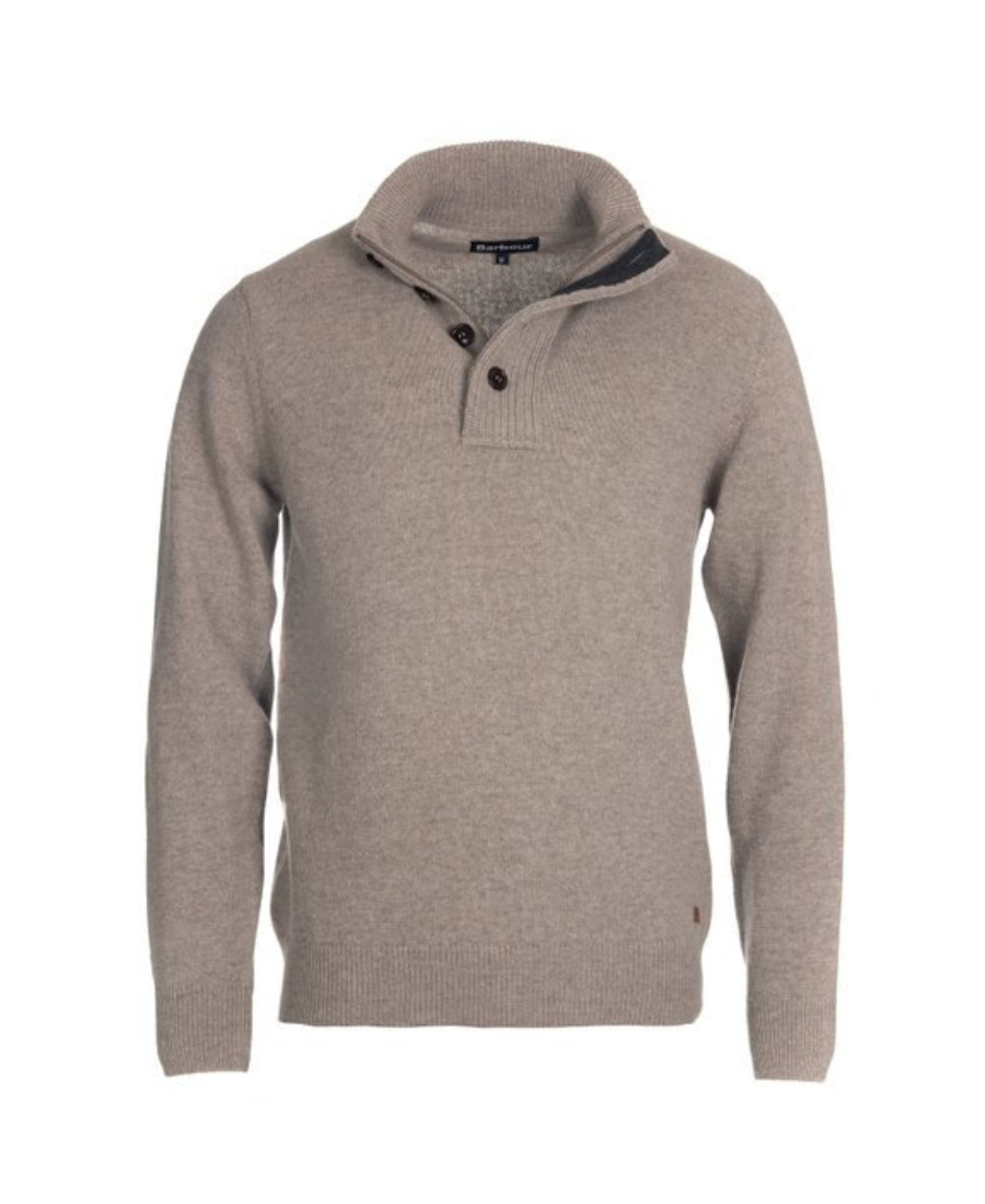 Barbour Half-zipper Button Knitted Pullover In Nude