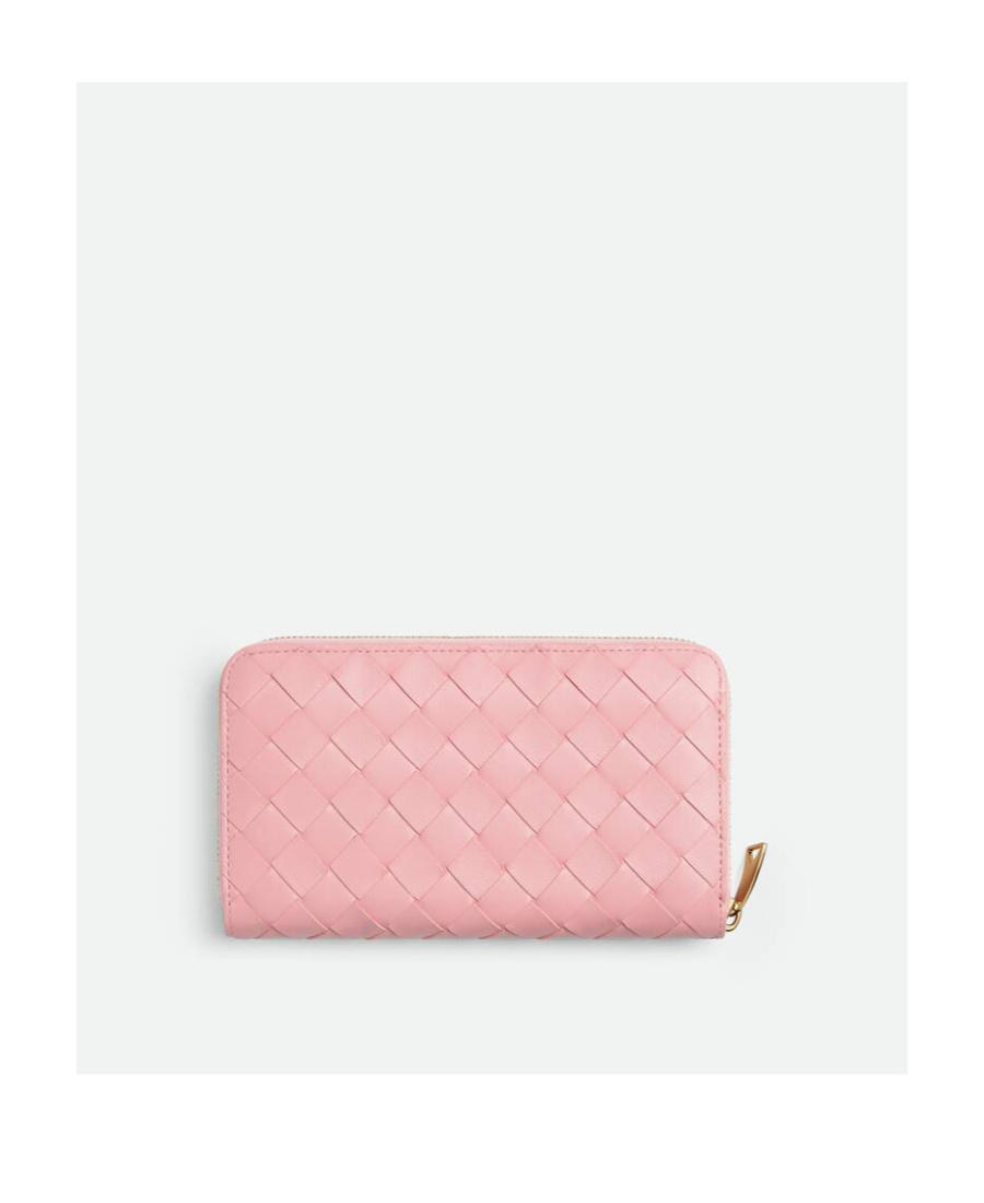 Bottega Veneta Intrecciato Zip Around Wallet In Pink