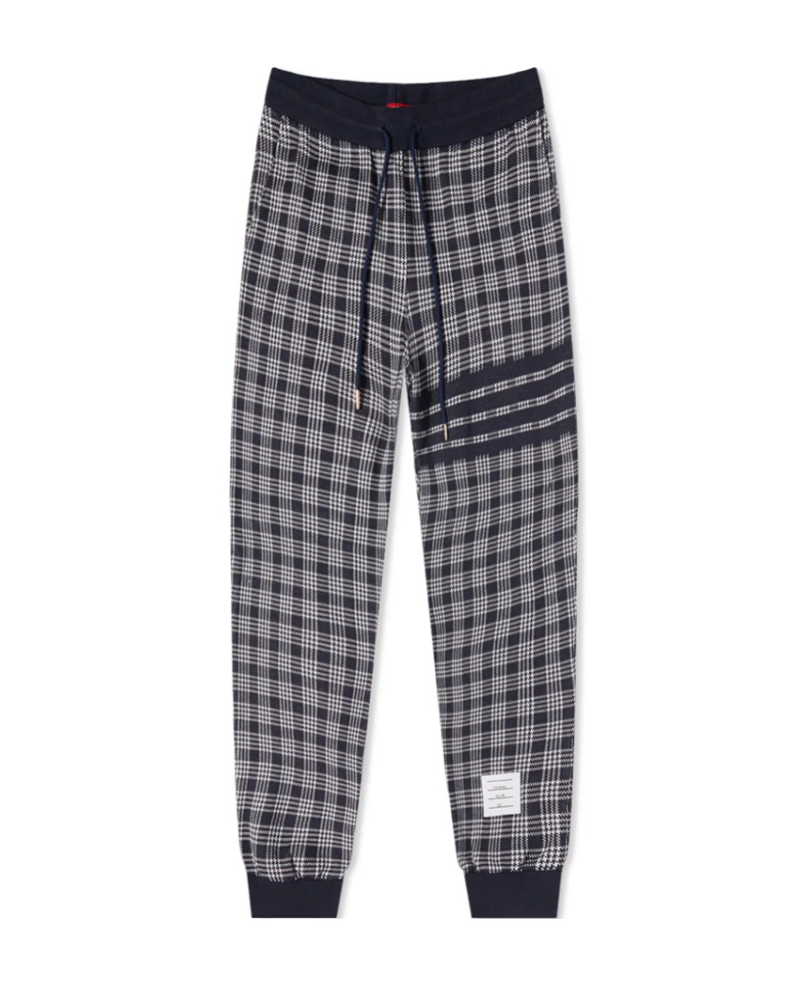 Thom Browne Check-pattern Track Pants In Gray