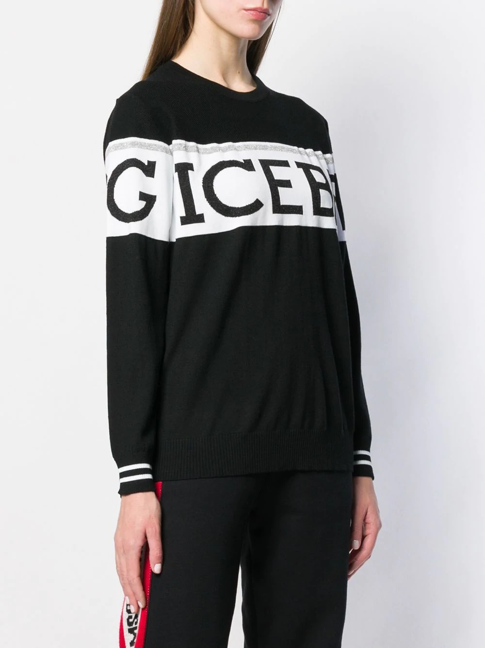 Shop Iceberg Knit Logo Print Jumper In Black