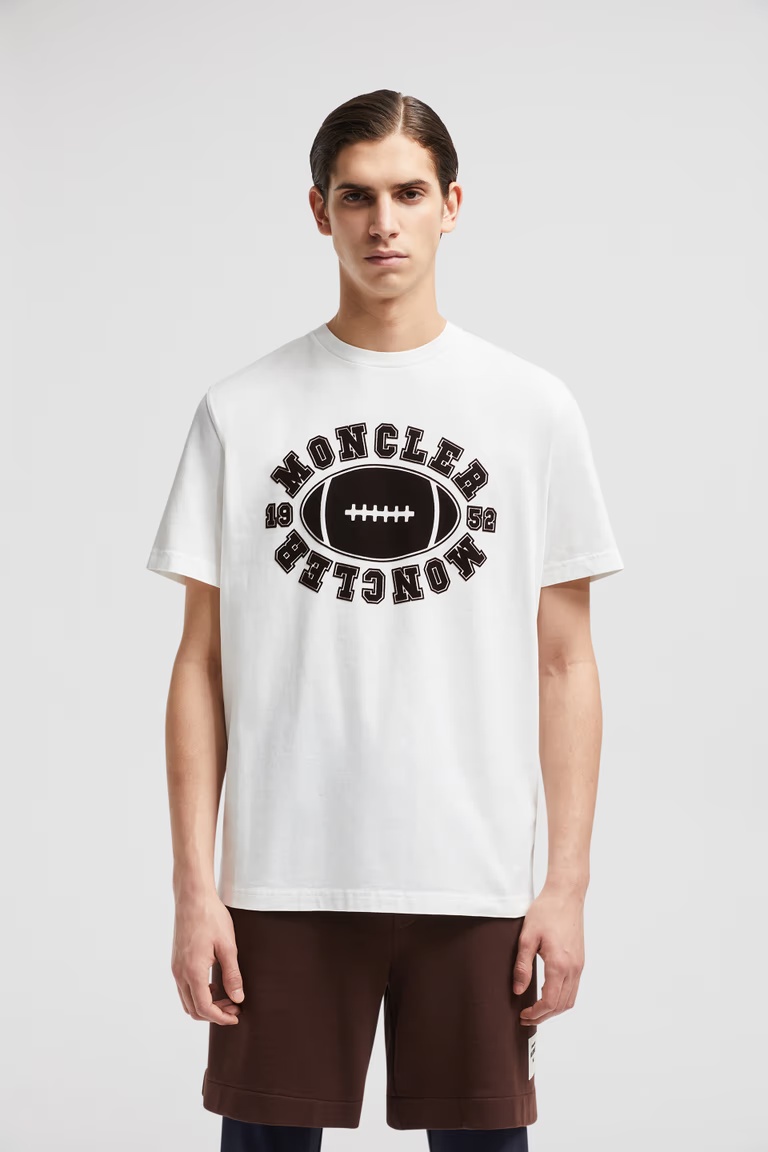 Moncler American Football Pattern T-shirt In White