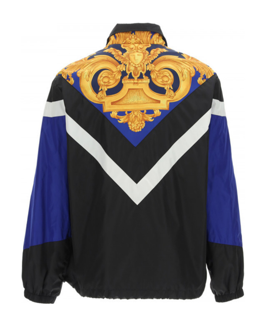 Versace Barocco-print Zipped Sweatshirt In Black
