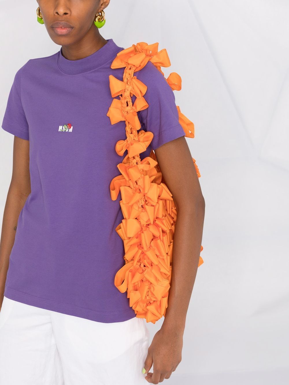 Msgm Logo-print Cotton T-shirt In Purple
