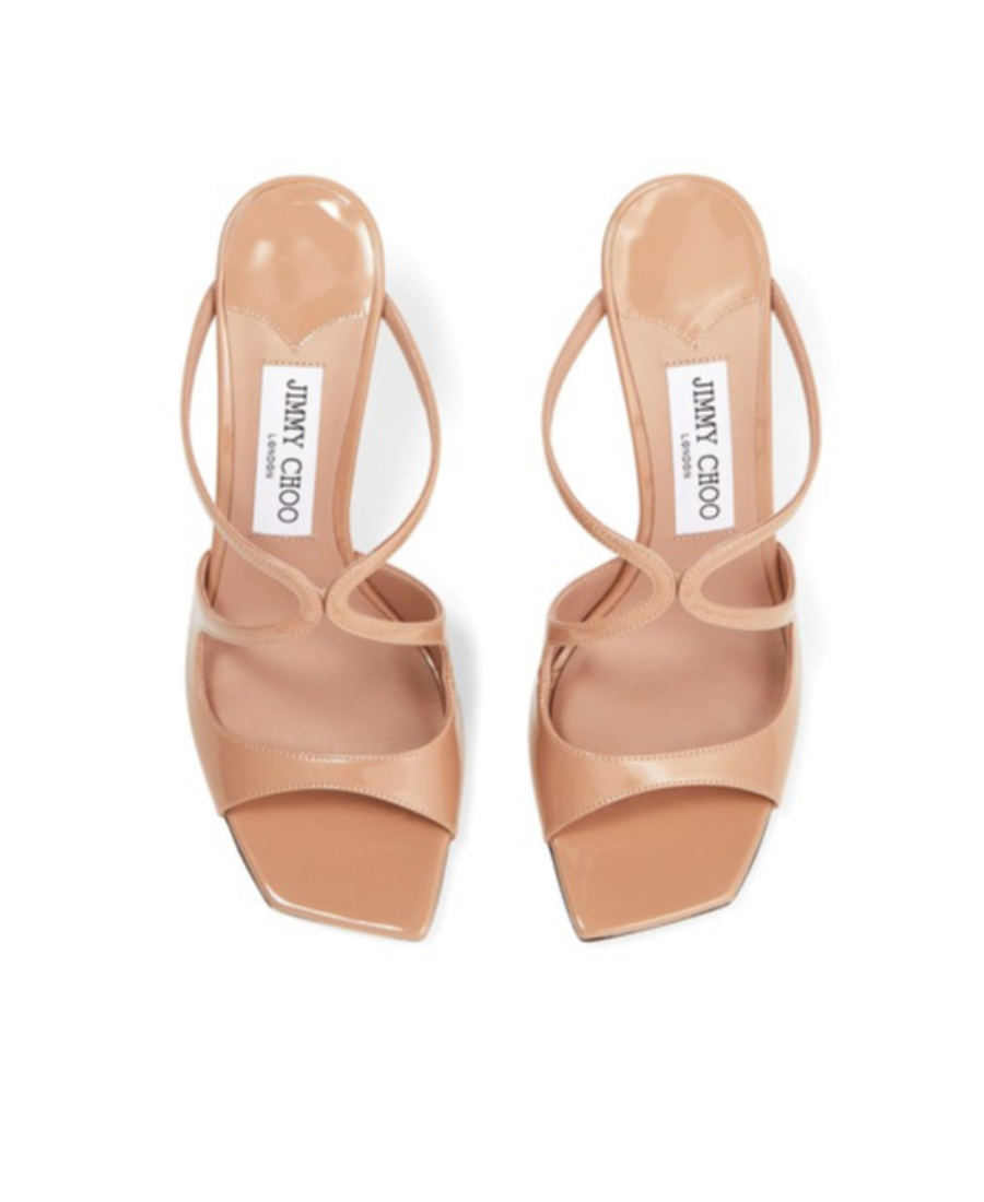 Jimmy Choo Anise 95 Patent Leather Sandals In Nude