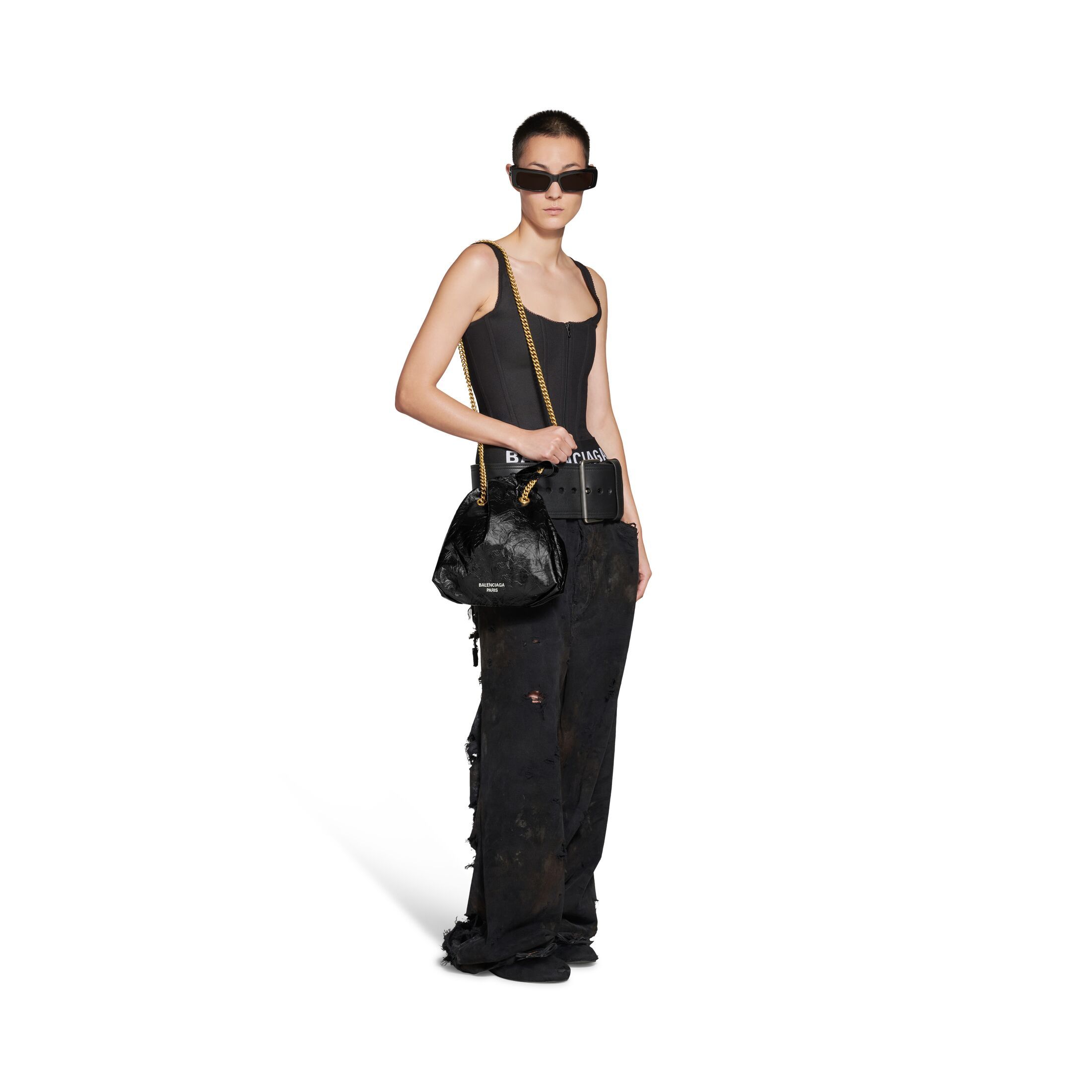 Balenciaga Crush Logo-print Tote In Black