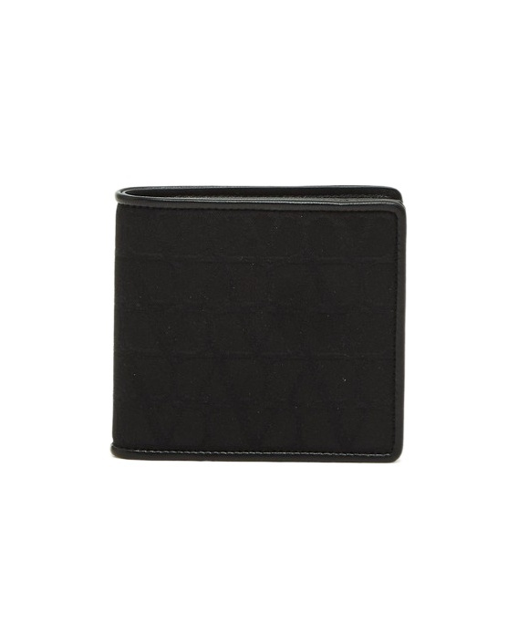 Valentino All-over Logo Patterned Bi-fold Wallet In Black