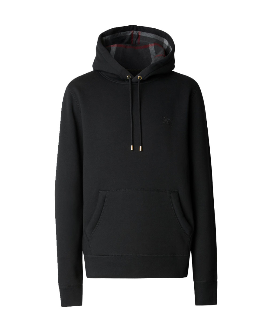 Burberry Men Black Sweatshirt With Ekd Embroidery On The Front And Logo Print On The Rear In Cotton In Black