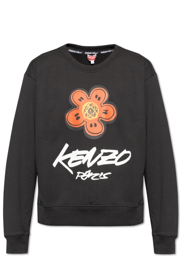 Kenzo Bold Floral Graphic Sweatshirt With Signature Logo In Black