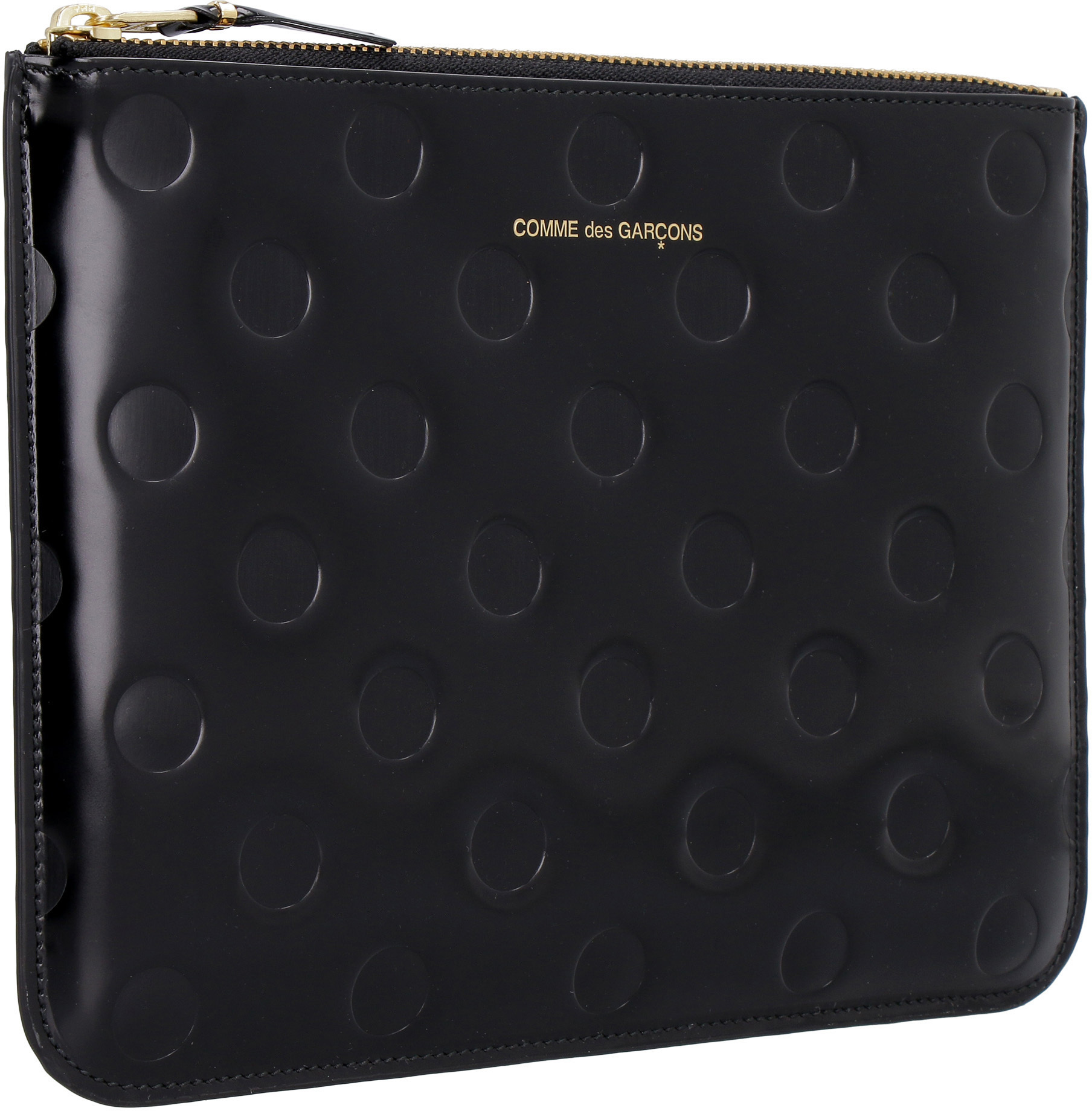 Comme Des Garçons Embossed Polka Dot Zipper Purse
