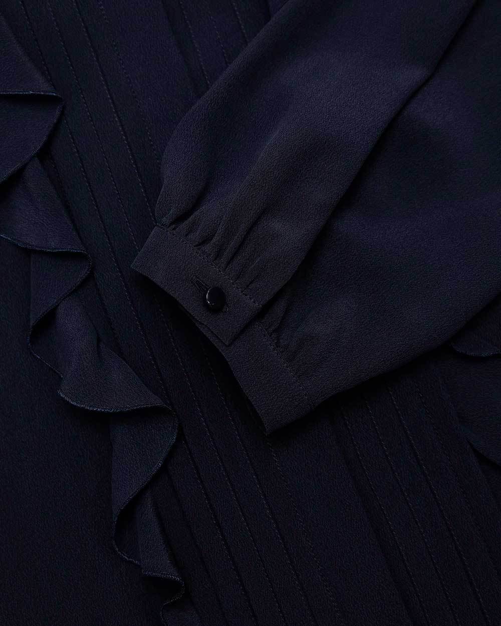 MAX MARA DARK BLUE RUFFLED TOP