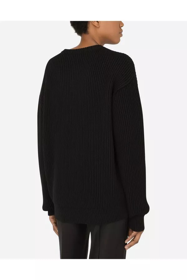 Dolce & Gabbana Logo-embroidered Wool Jumper In Black