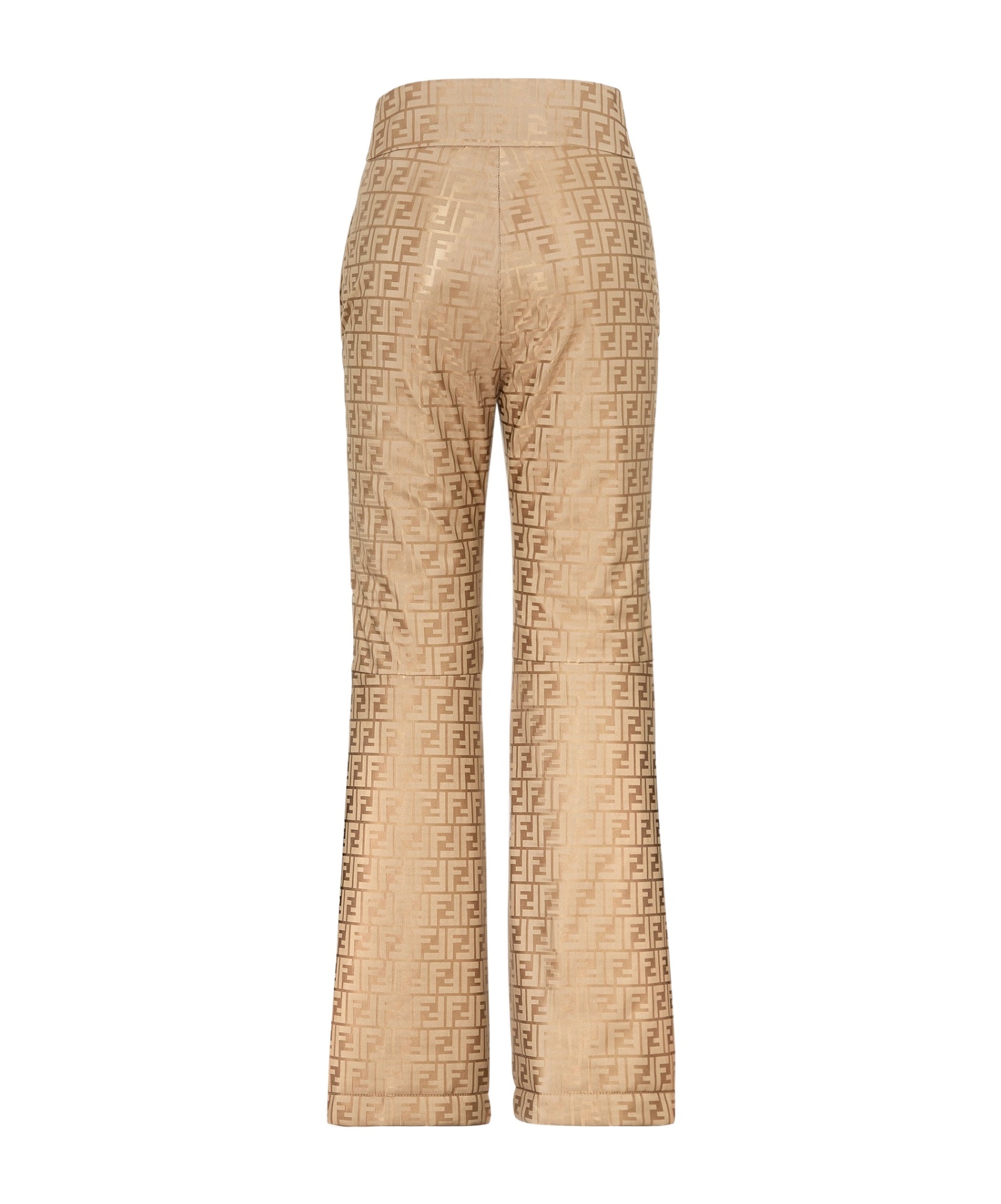 Fendi Monogrammed High-waisted Pants In Nude