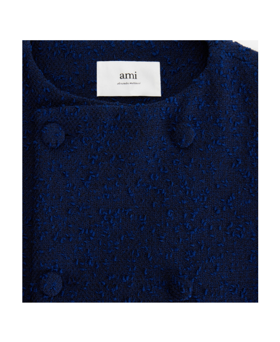 Ami Alexandre Mattiussi Textured Mini Dress In Blue