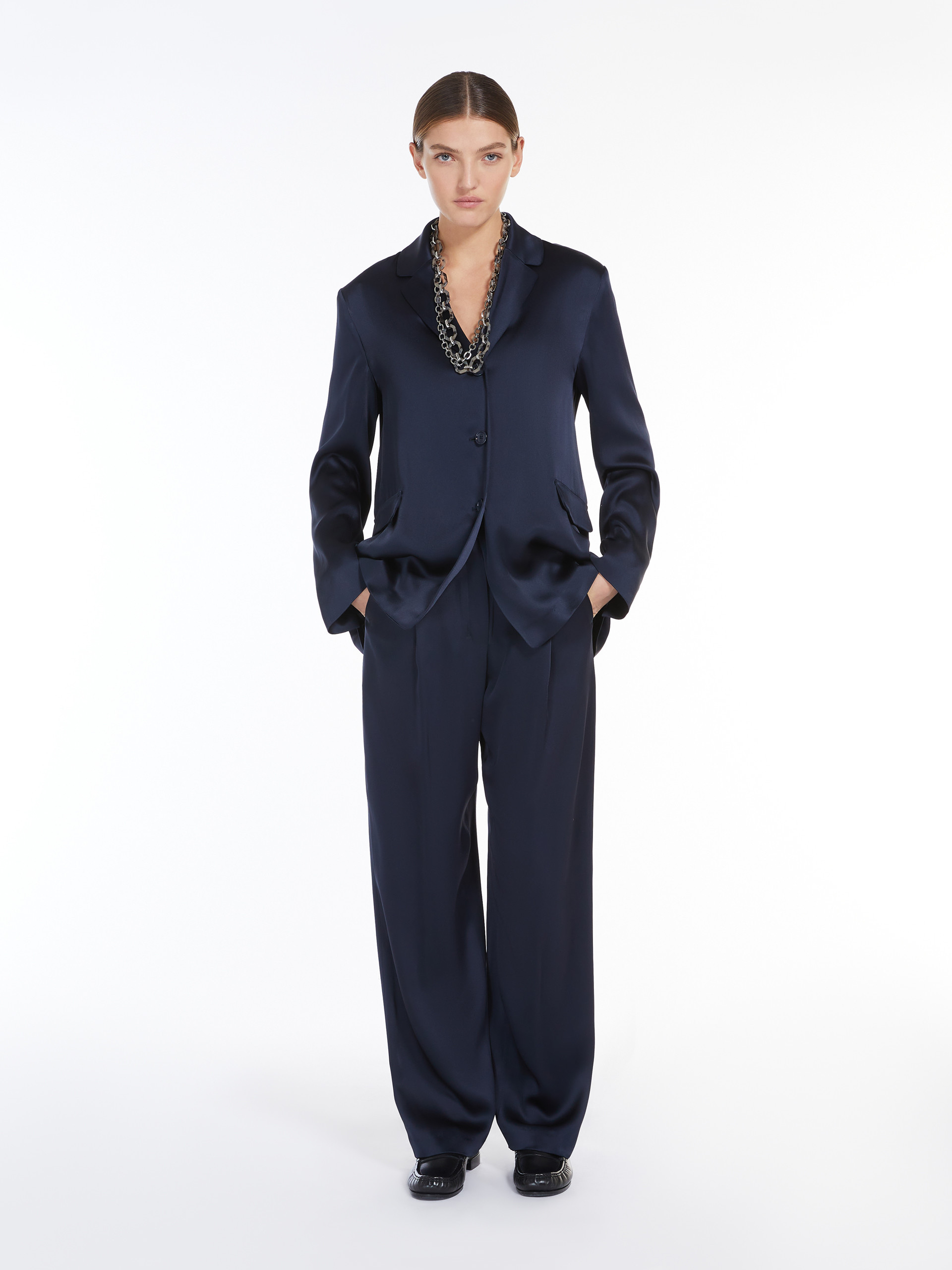Max Mara Long-sleeved Suit Coat In Black
