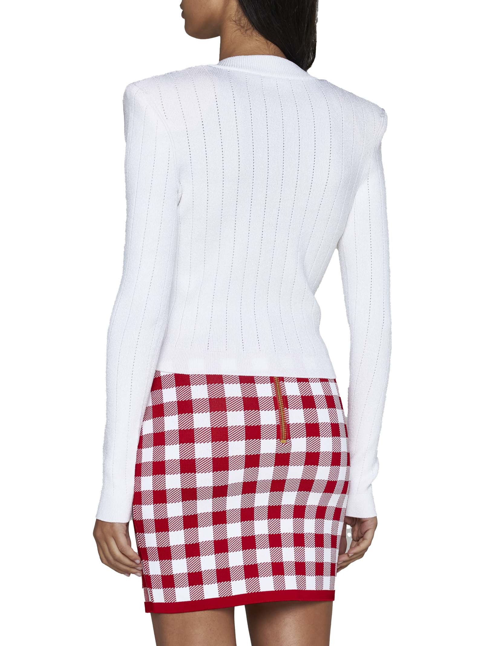Balmain Women Buttoned V-necked Cardigan In White