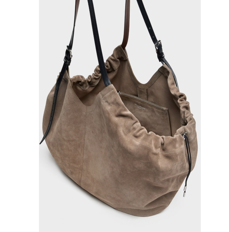Maison Margiela Suede Slouchy Tote Bag In Neutral