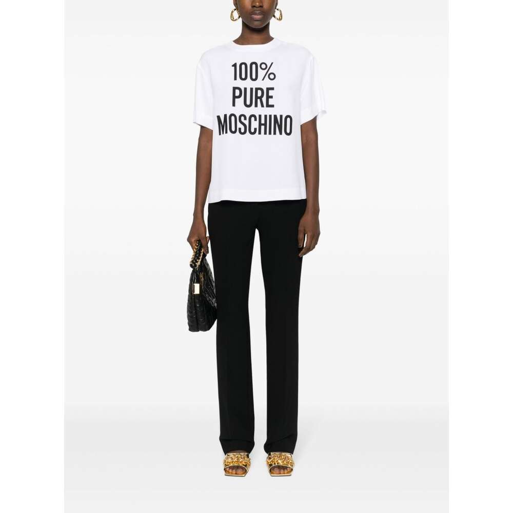 Moschino Viscose Envers Satin Logo T-shirt In White