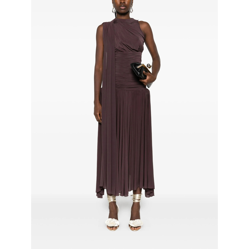 Magda Butrym Drop-waist Sheer Midi Dress In Brown