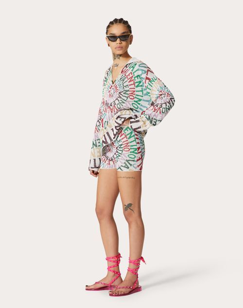 Valentino Gold And Silver Jacquard  Loop Shorts In Pink