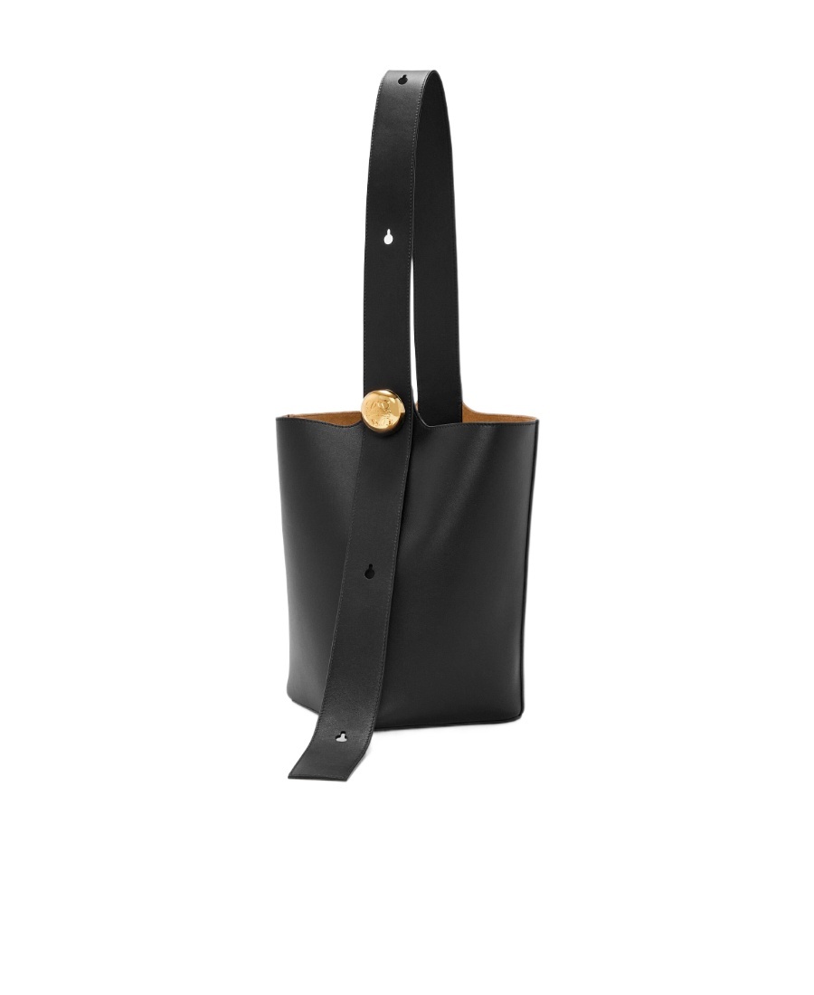 Loewe Green Calfskin Pebble Bucket Medium Bag Women In Black