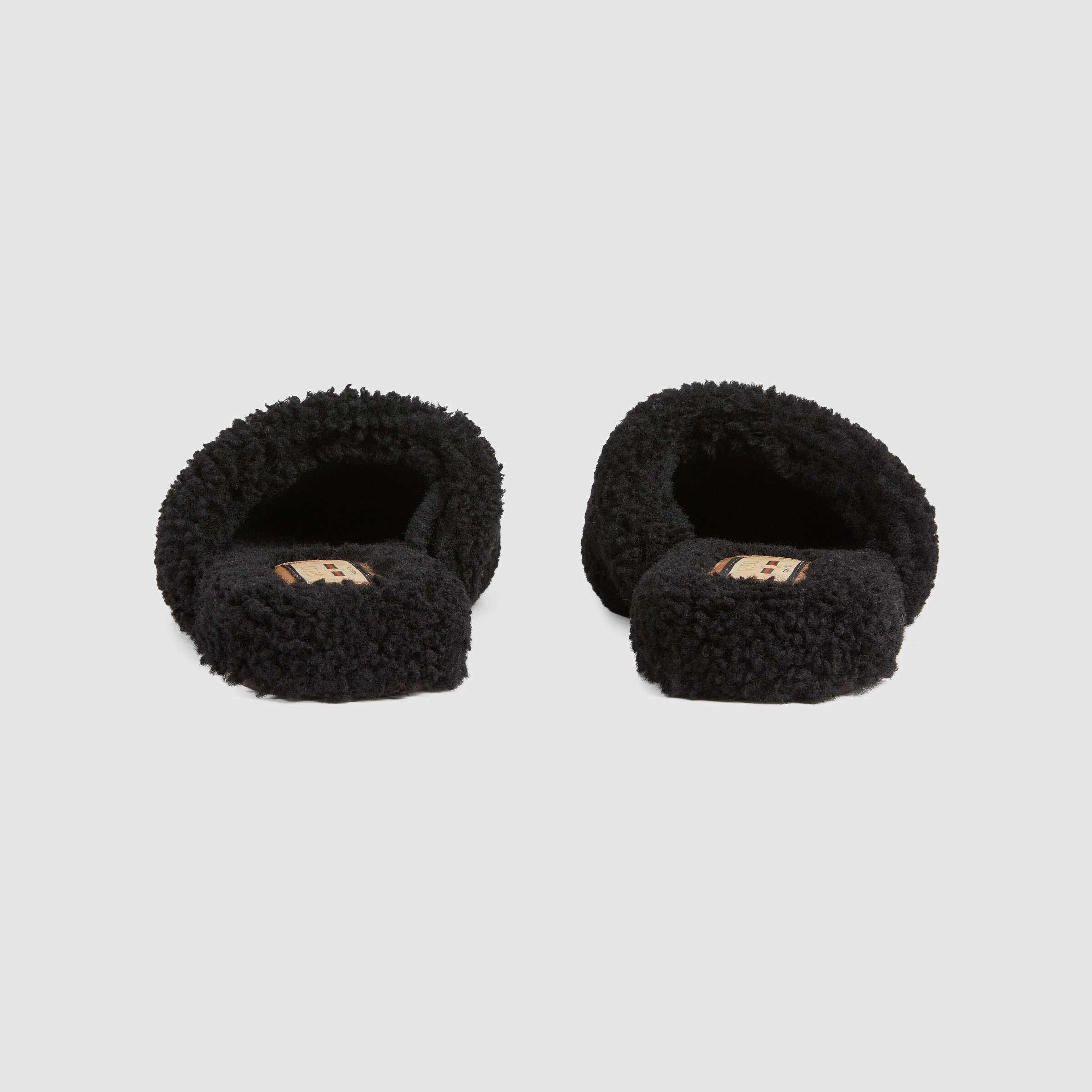 Gucci Interlocking G Merino Slippers In Black
