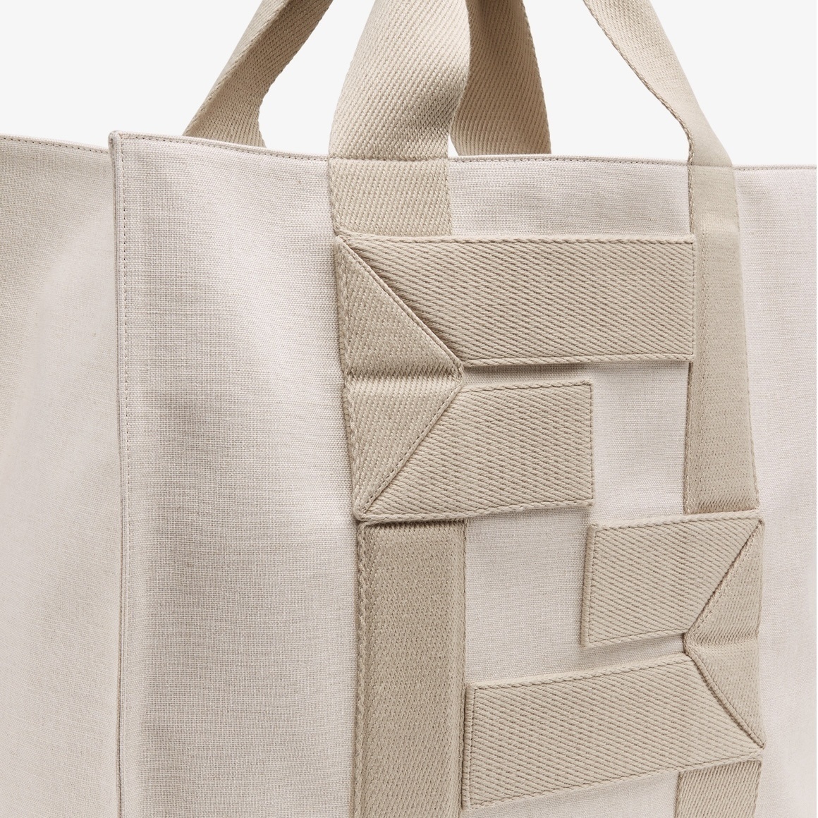Fendi Large Ribbon Splicing Tote Handbag In Gray