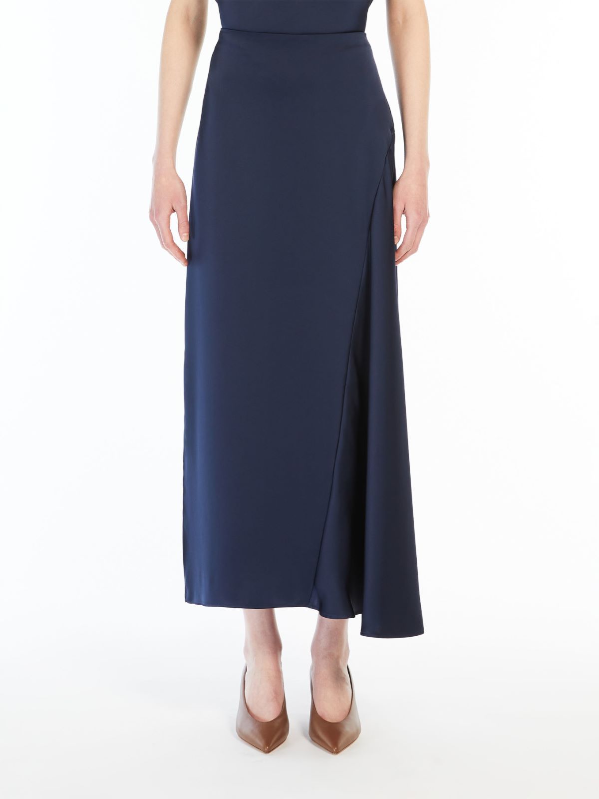 Weekend Max Mara Aia Satin Slide Slit Skirt In Blue