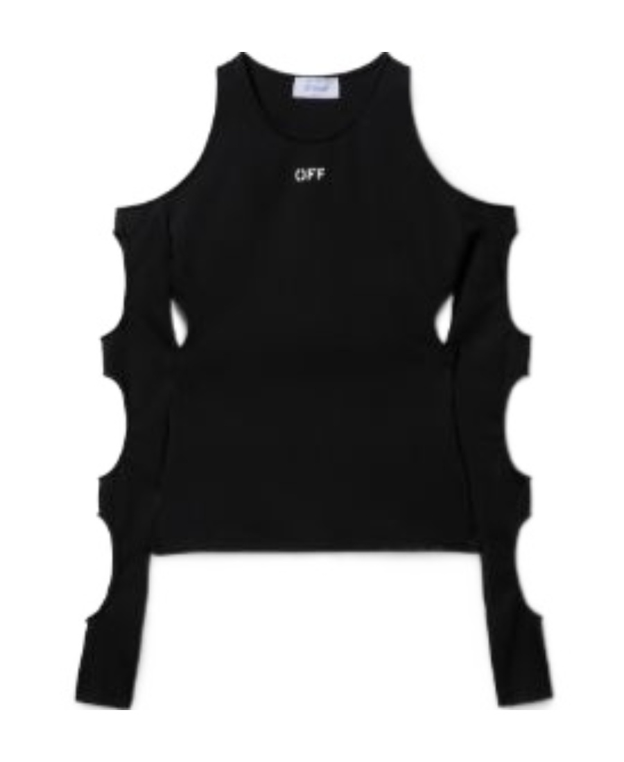 Off-white Black Sleek Holes Long Sleeve T-shirt In Black