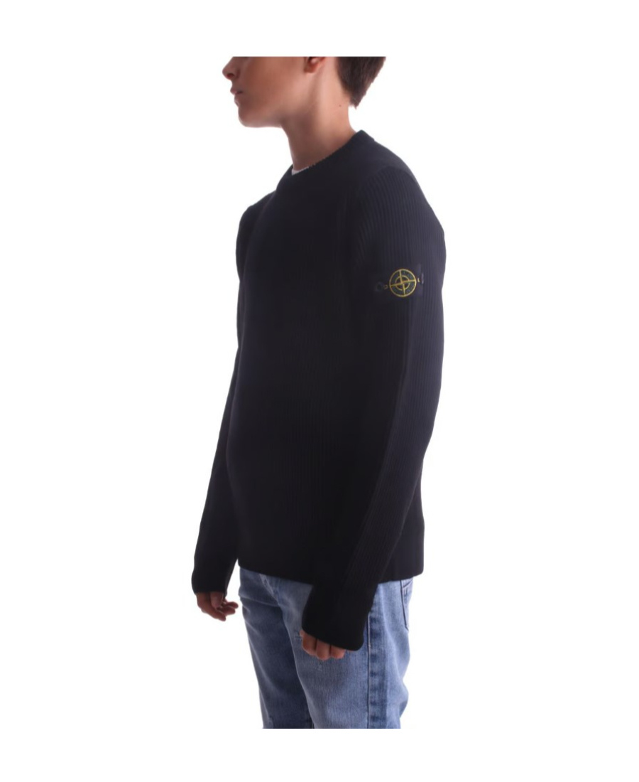 Stone Island Long-sleeved Round Neck Sweater In Black