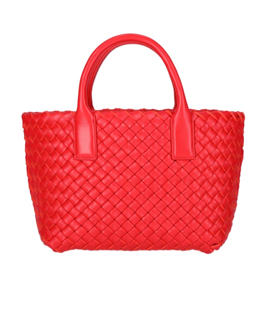 Bottega Veneta Mini Cabat Logo Knitted Shoulder Bag In Red