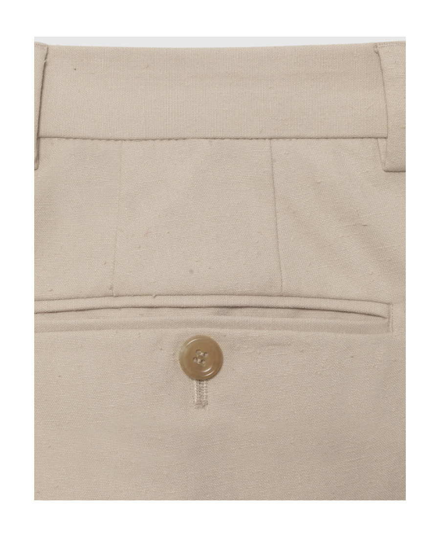 Gucci Logo-embroidered Cotton Tailored Trousers In Nude