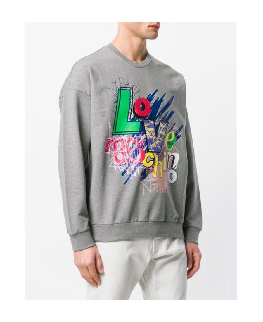 Moschino Logo Printed Sweater In Gray