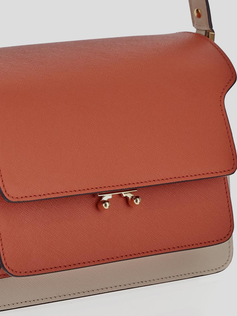Marni Trunk E/w Leather Shoulder Bag In Brown