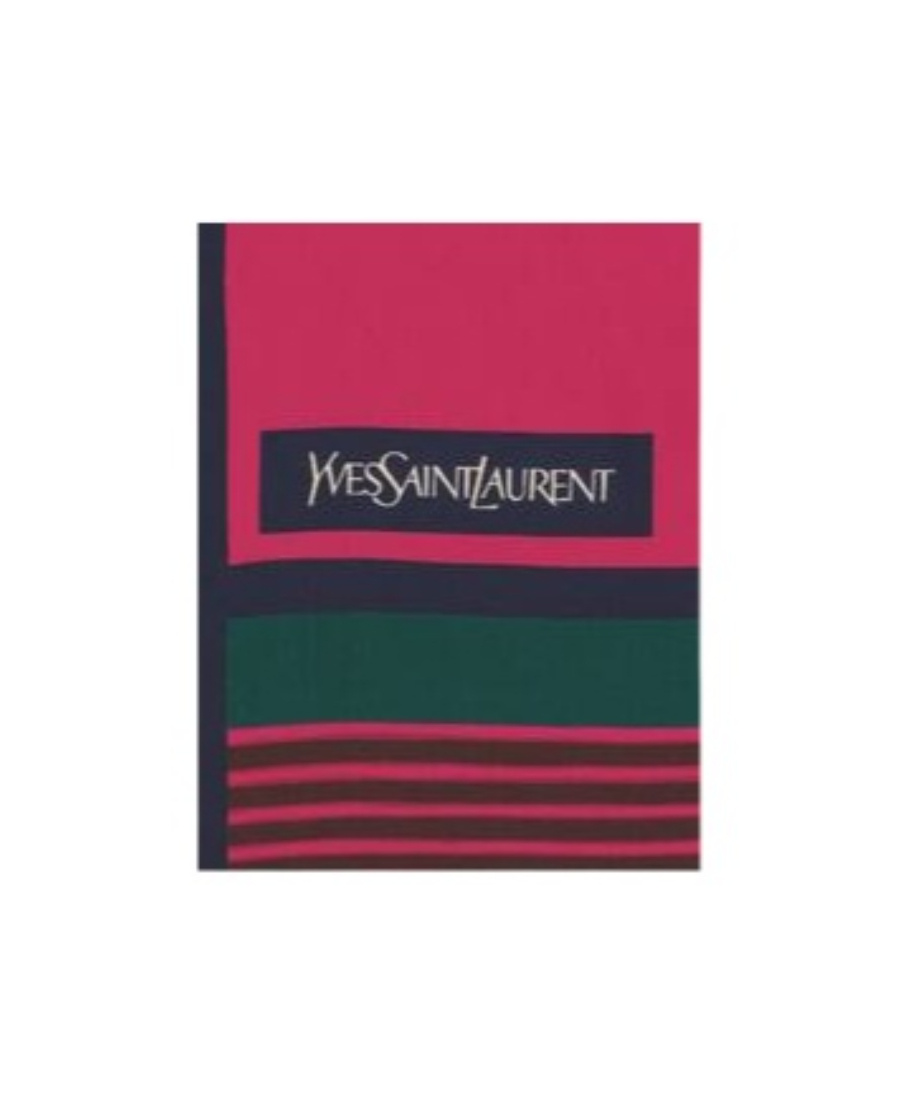 Saint Laurent Logo-patch Silk Scarf In Multicolor