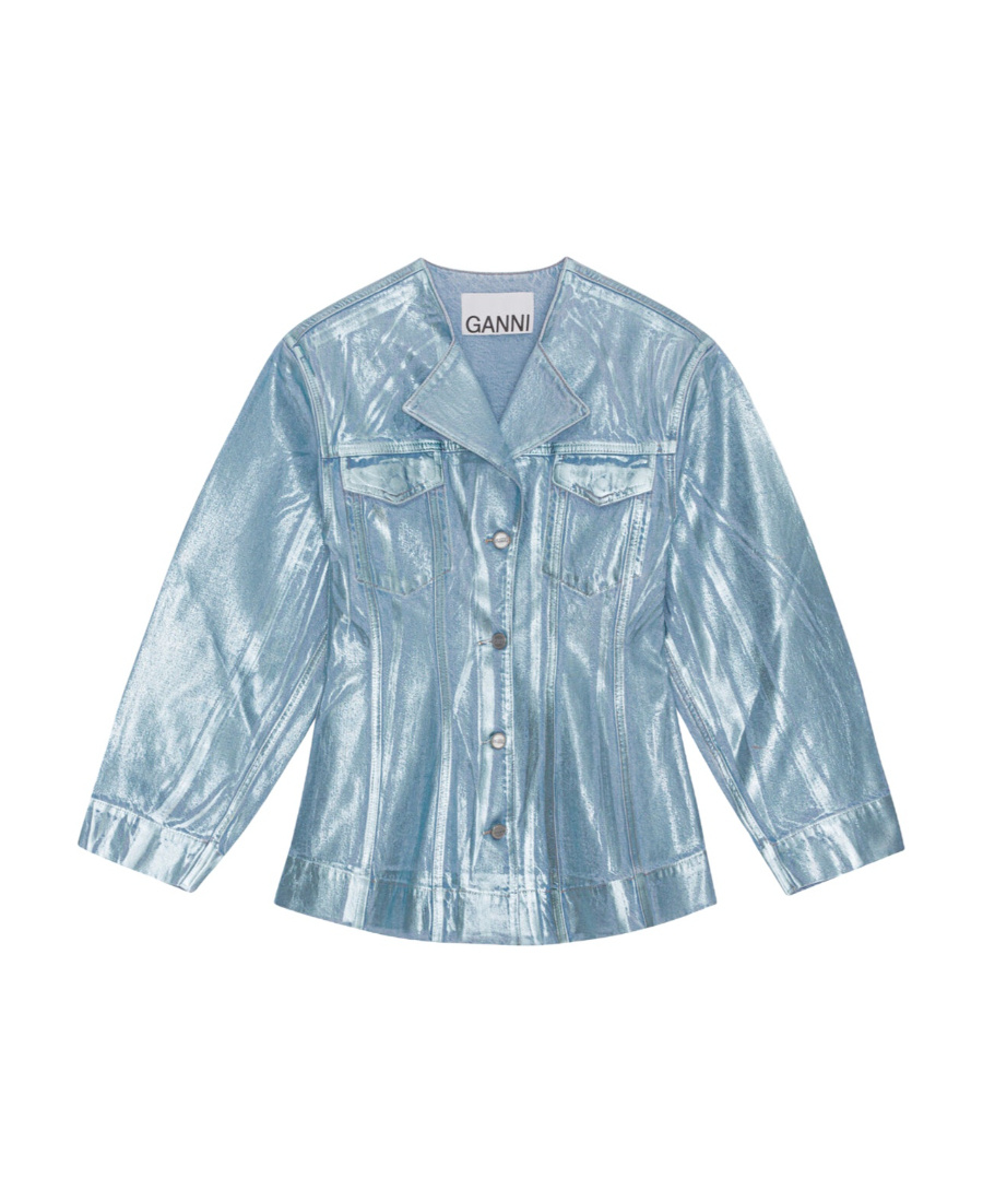Ganni Woman Denim Outerwear Blue Size 4 Organic Cotton In Blue