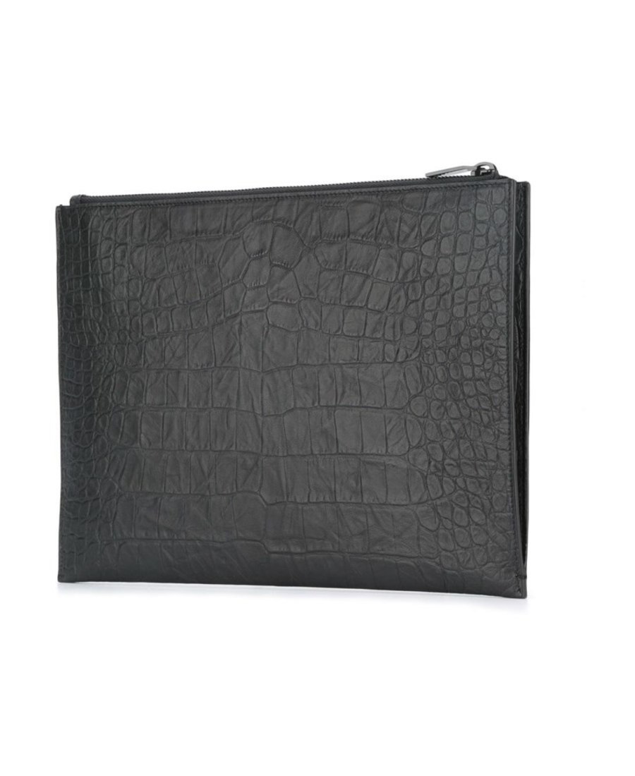Saint Laurent Monogram Zip Pouch In Black