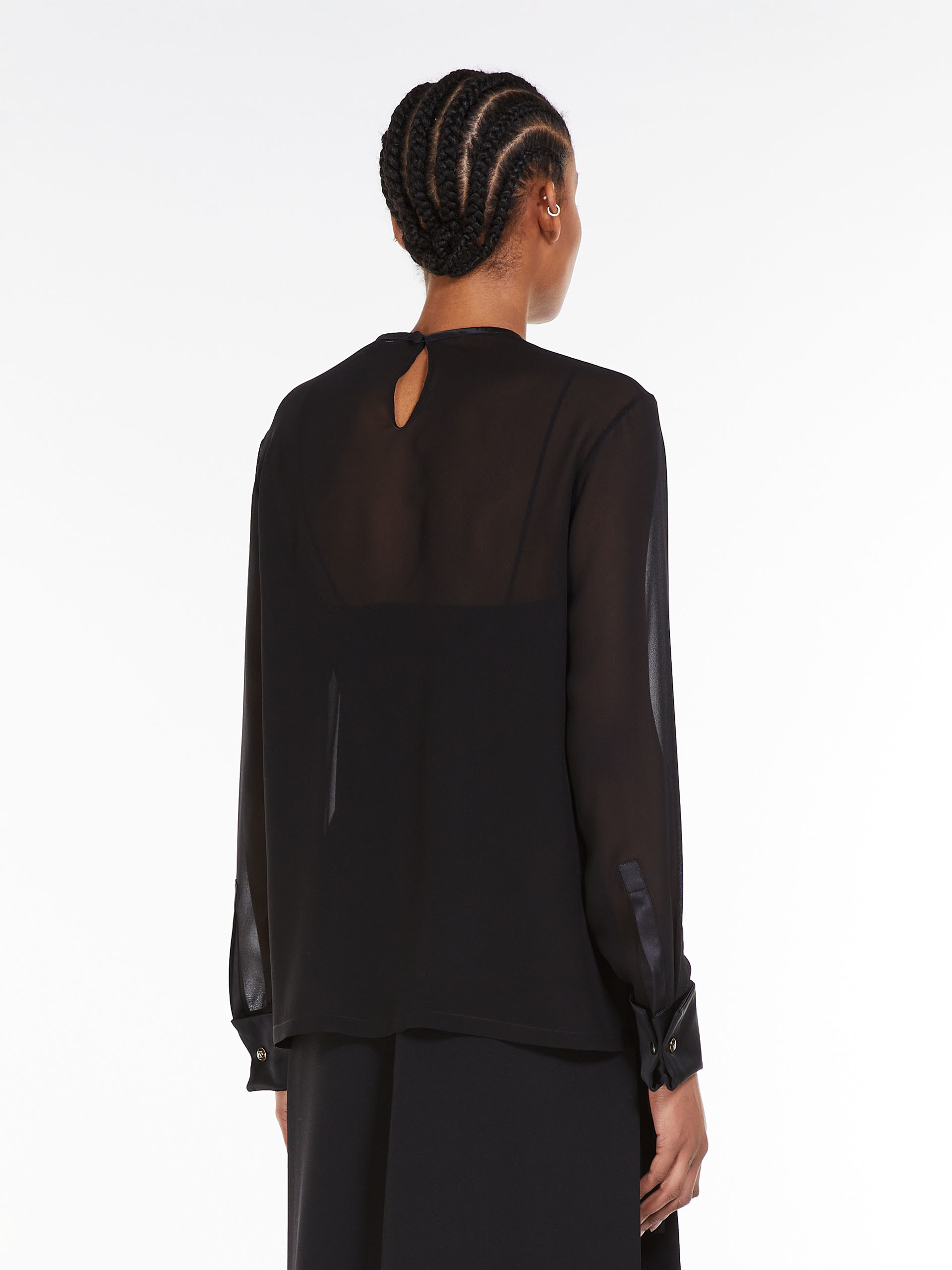 Max Mara Layered Chiffon Blouse In Black