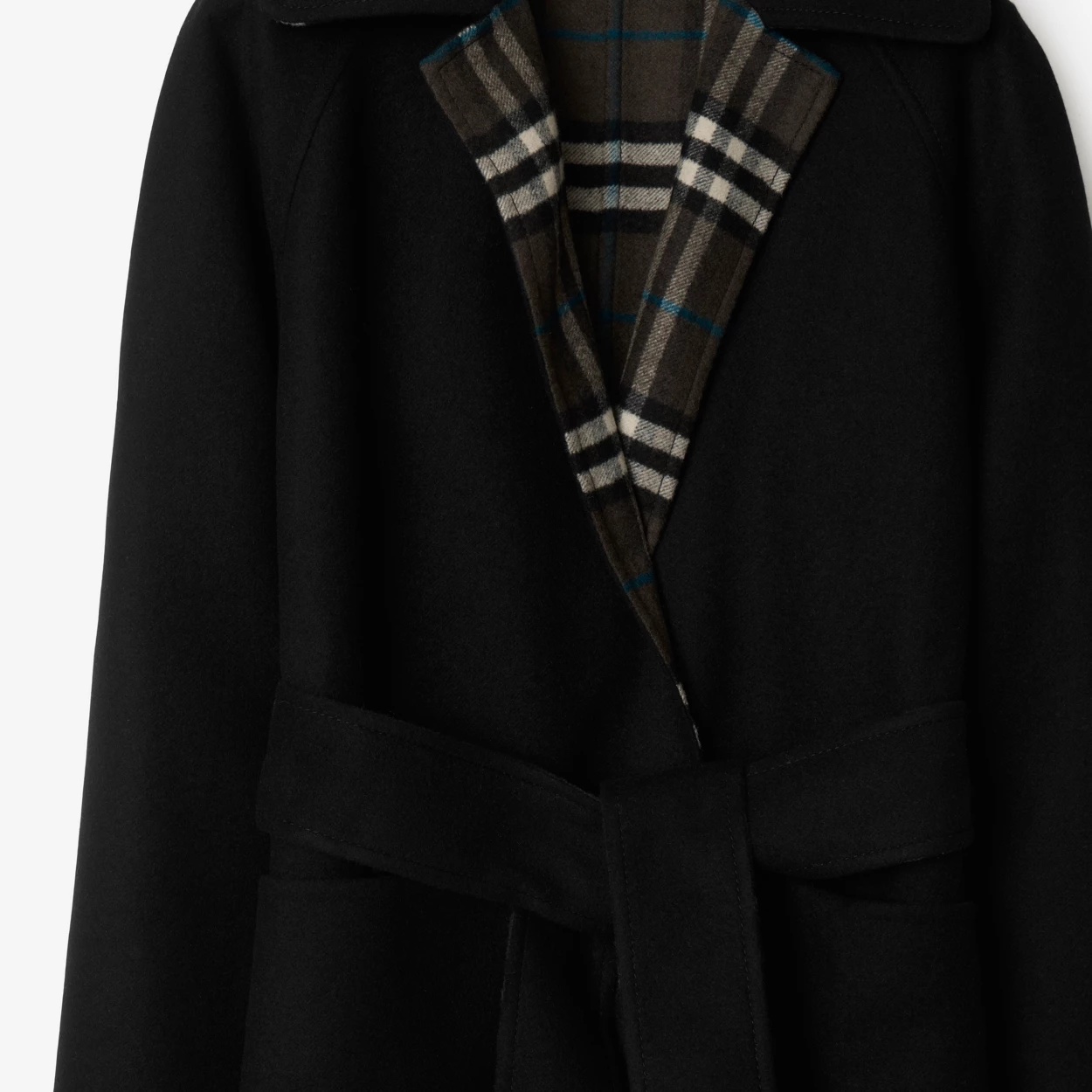 Burberry Mid-length Reversible Wool Car Coat In Black