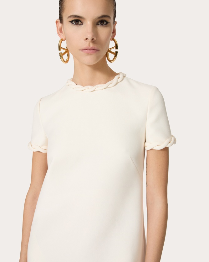 Valentino Crepe Couture Braid-embellished Minidress In White