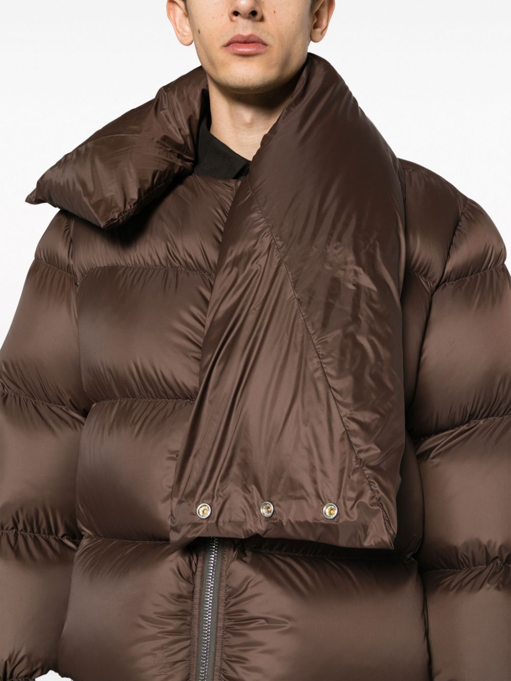 Rick Owens Funnel-neck Padded Coat In Brown