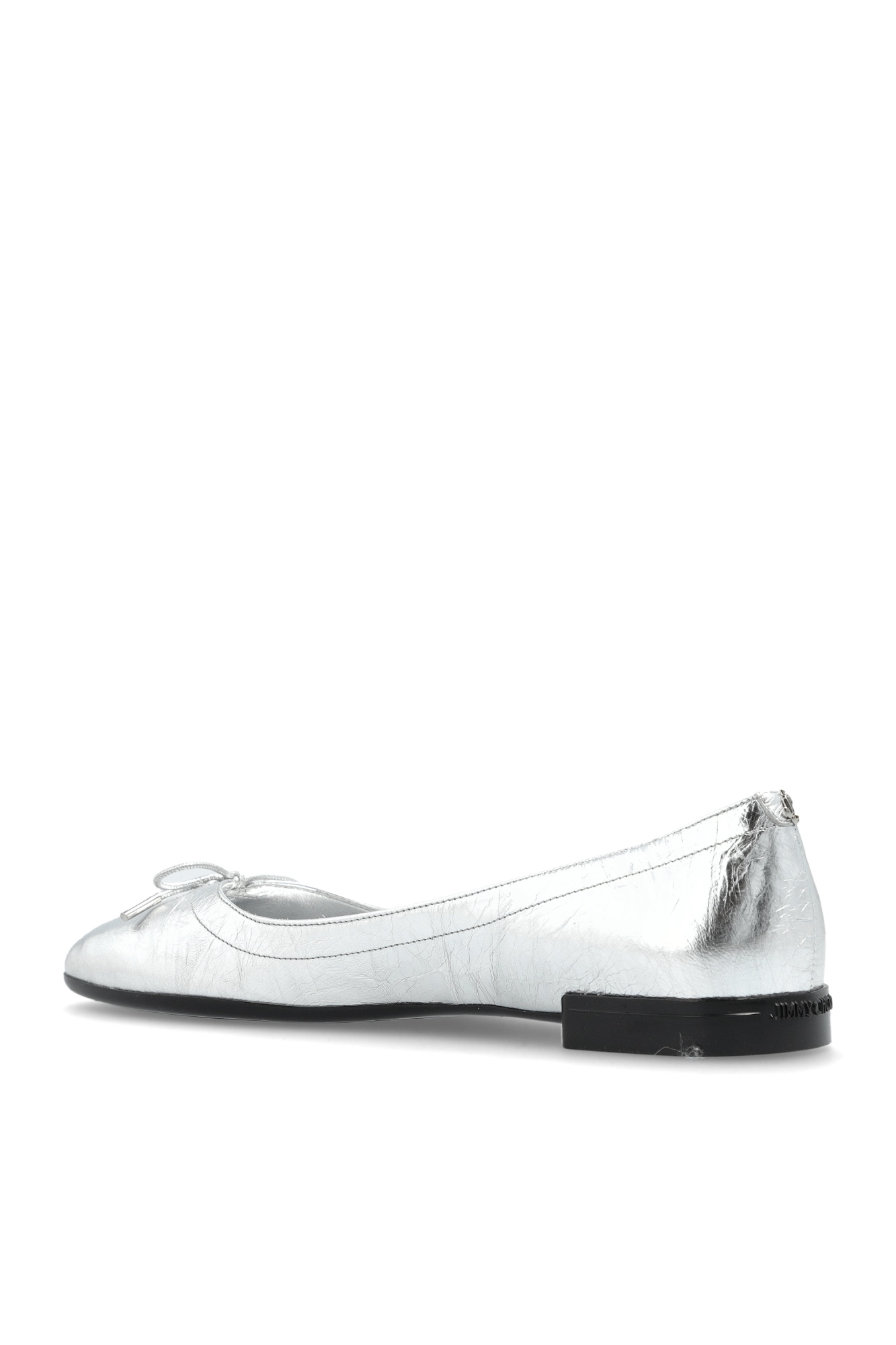 Jimmy Choo Scarlett Lace-up Bow Ballerina Flats In Silver