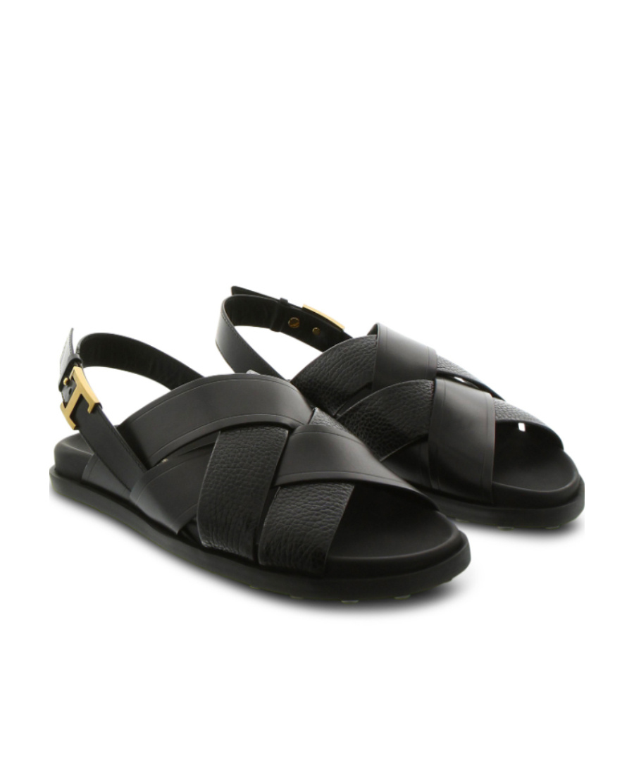 Tod's Logo-buckle Leather Sandals In Black