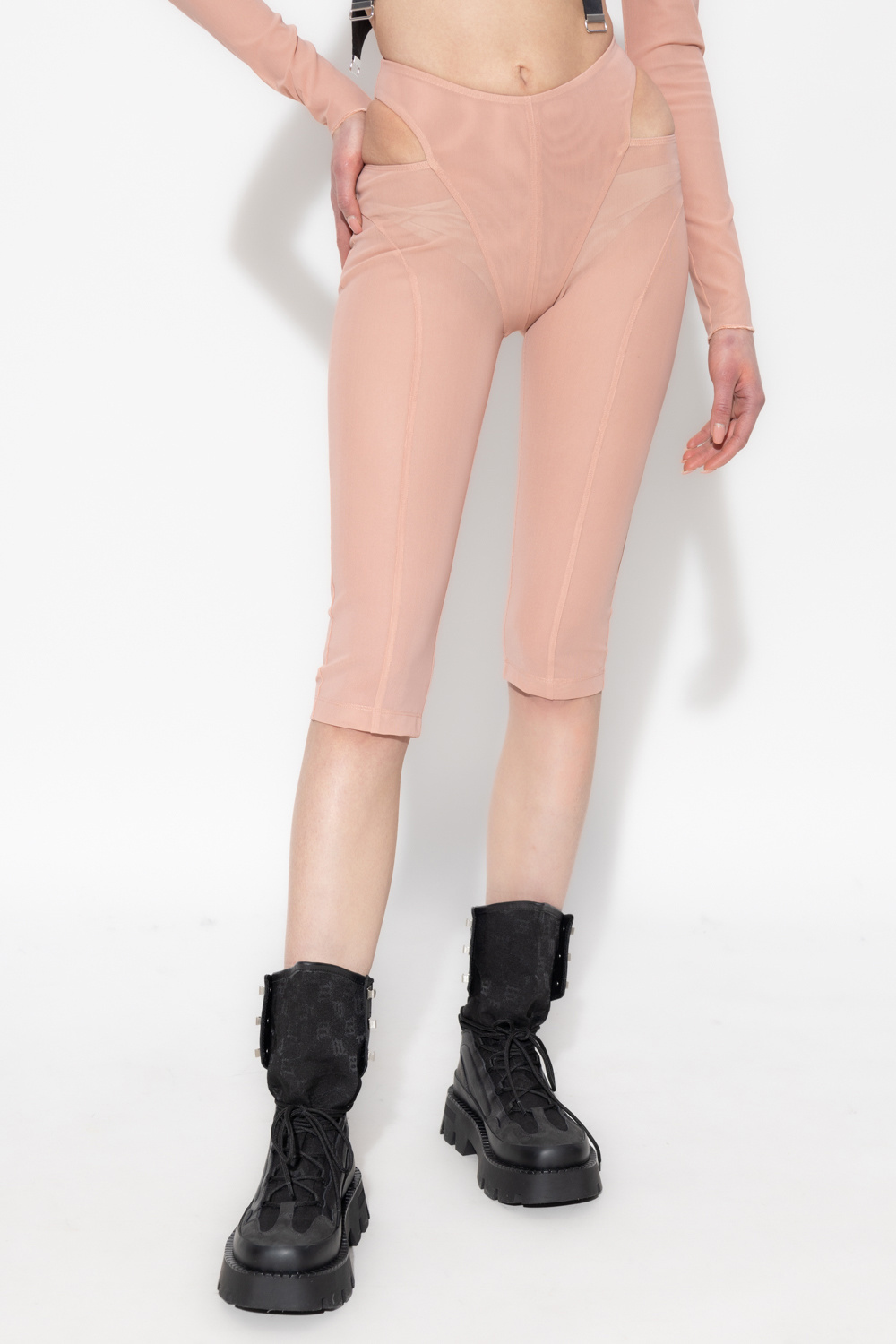 Shop Misbhv Cut-out Cycling Shorts In Nude