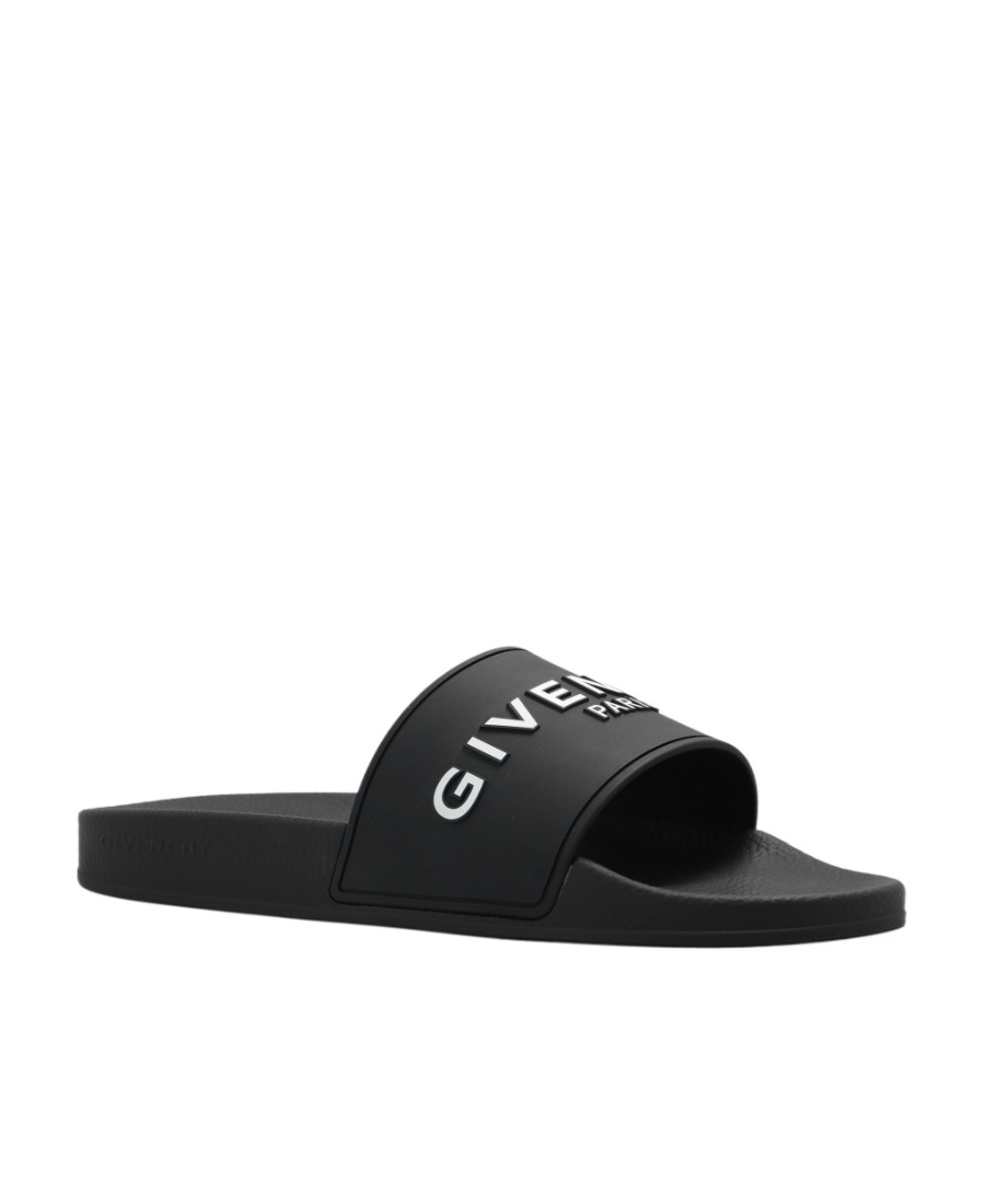 Shop Givenchy Slide Flat Sandals In Rubber In Black