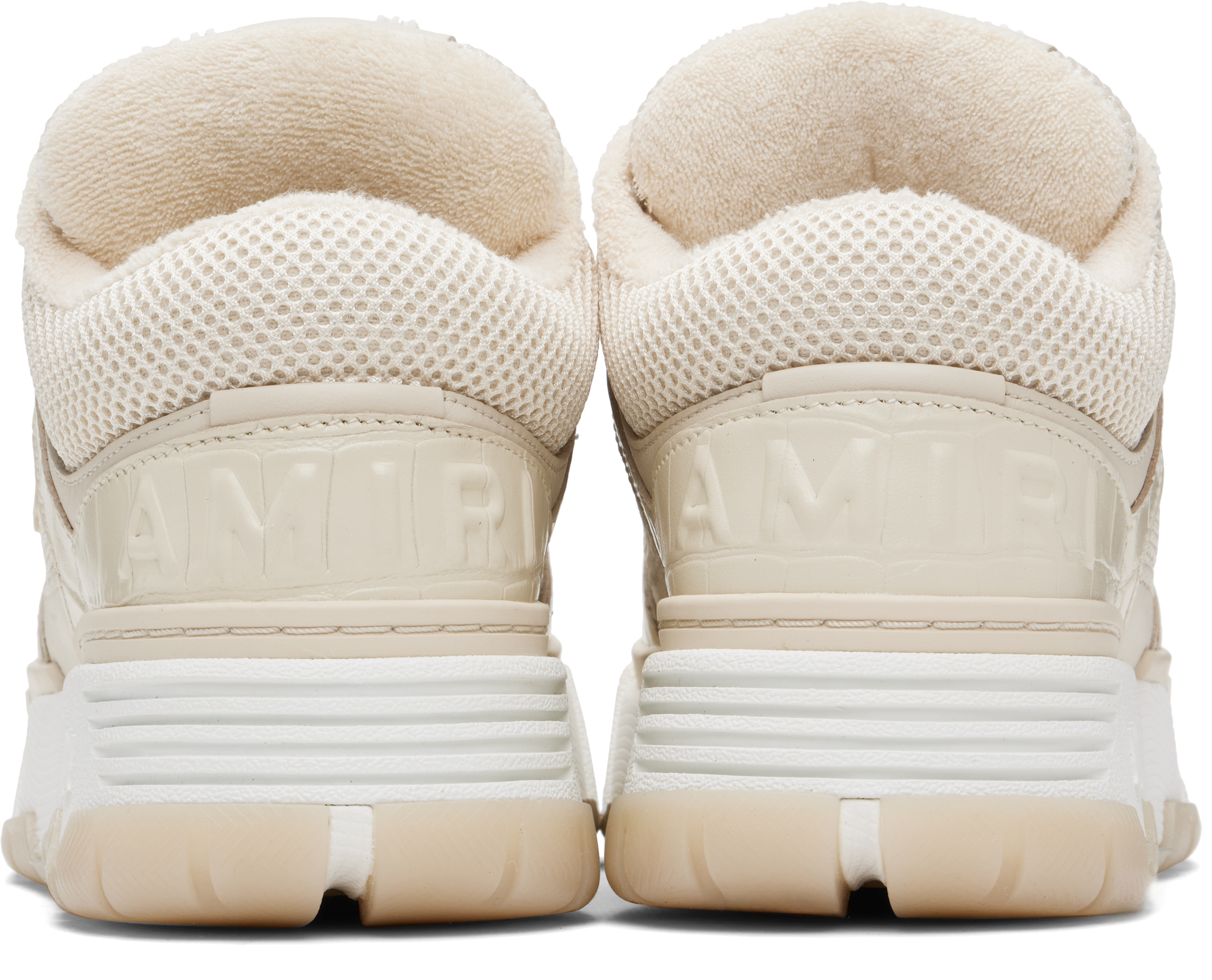 Amiri Beige Croc Debossed Ma-1 Sneakers In White