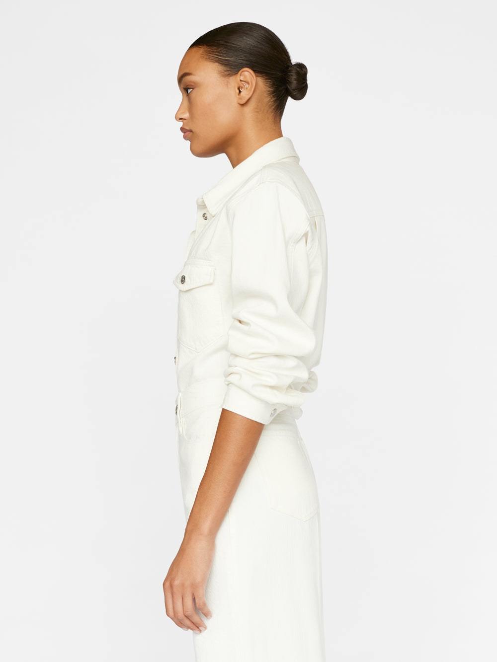 Frame Long-sleeved Buttoned Shirt In White