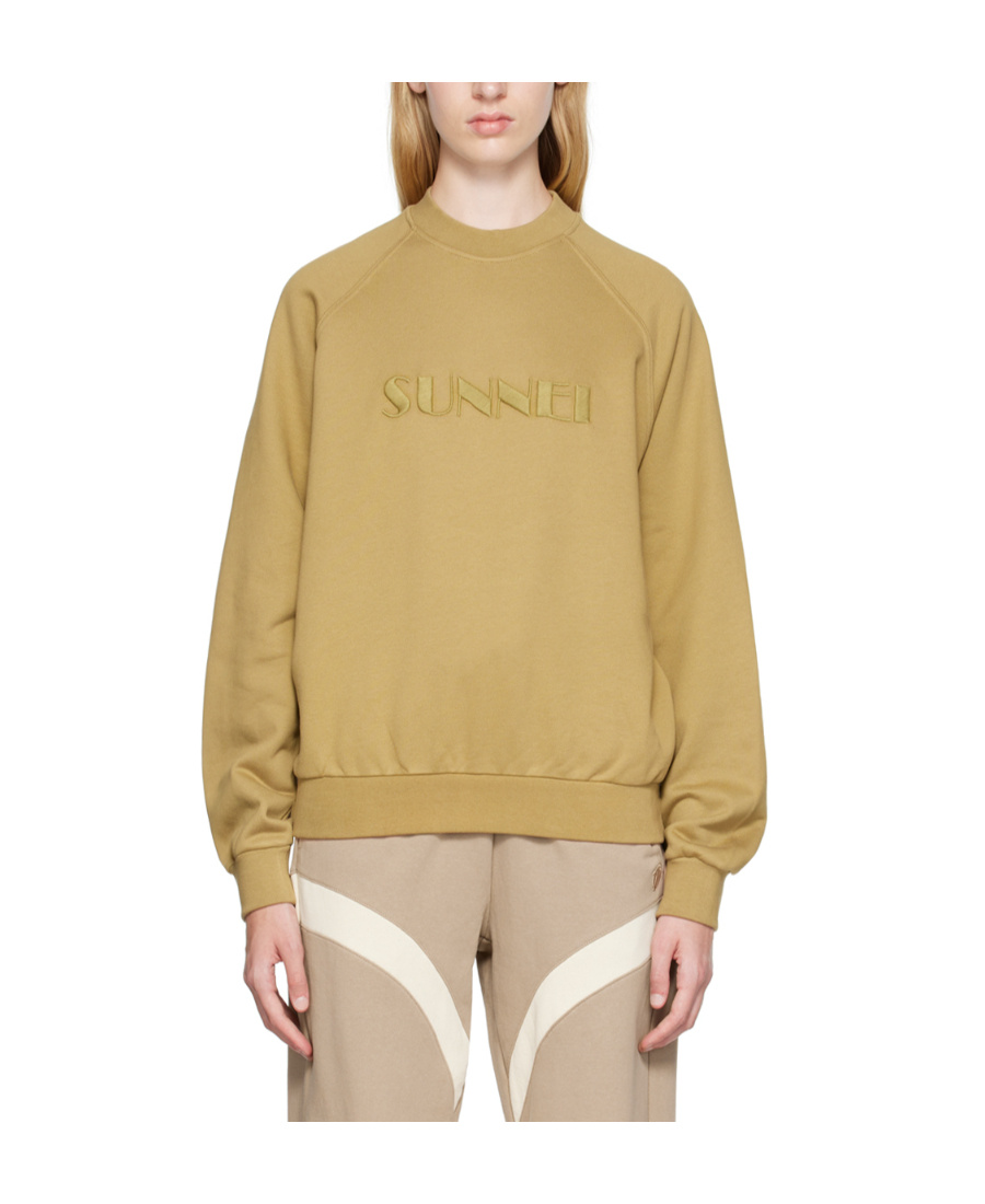 Sunnei Khaki Embroidered Sweatshirt In Nude
