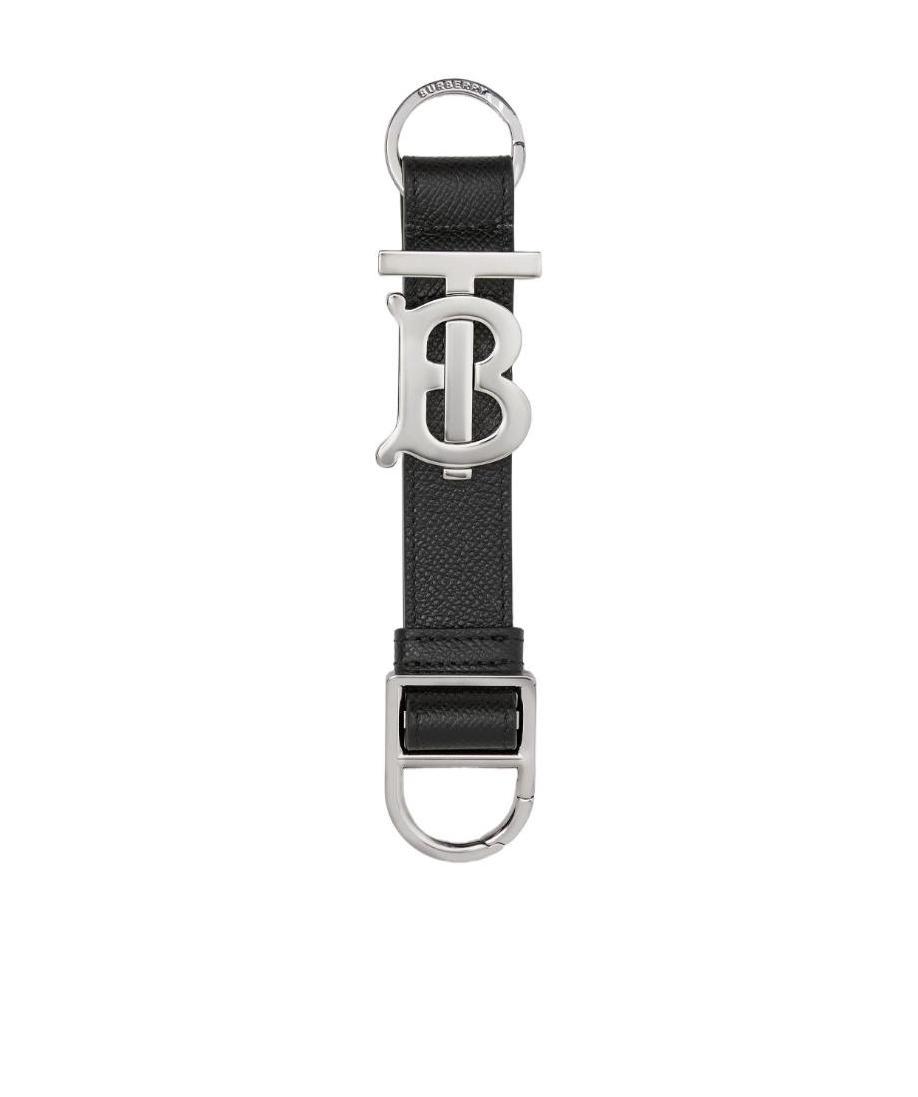 Burberry Tb Leather Keyring In Black